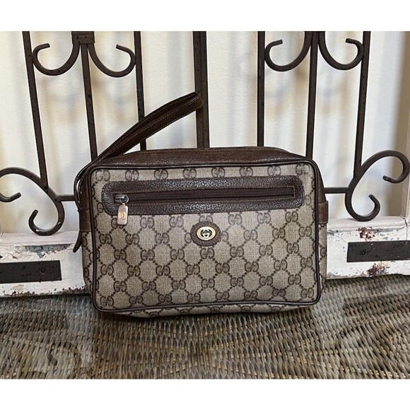 Gucci Handbags - Gucci Vintage 1970’s/1980's Classic GG Monogram Wristlet Travel Pouch